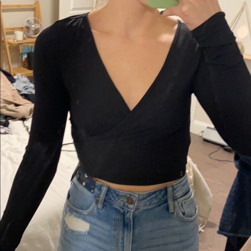 Garage Black Wrap Crop Top